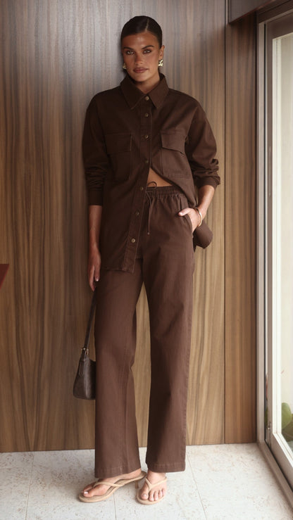 Zenia Denim Pants - Chocolate