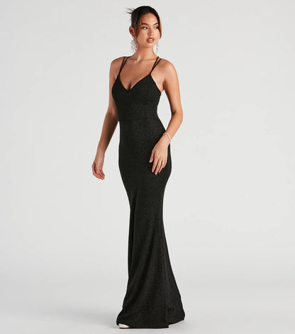 Rachel Formal Glitter Lace-Up Dress