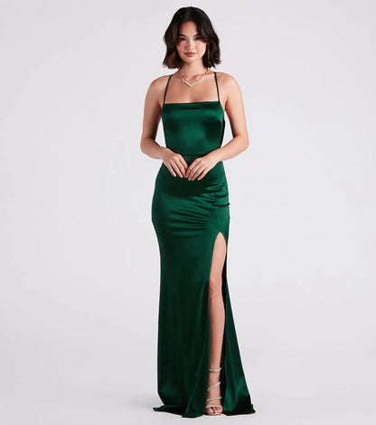 Ilya Satin Backless Mermaid Dress
