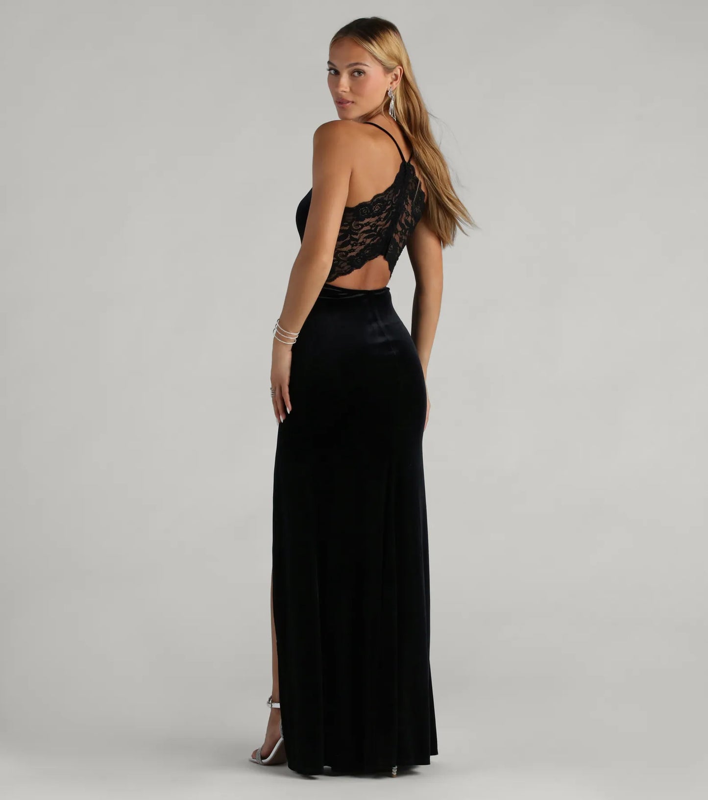 Jaymie Formal Velvet Lace Back Mermaid Dress