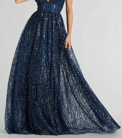 Stacy Glitter Sequin Tulle Ball Gown