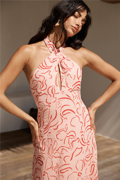 Under Shade Halter Maxi Dress Pink