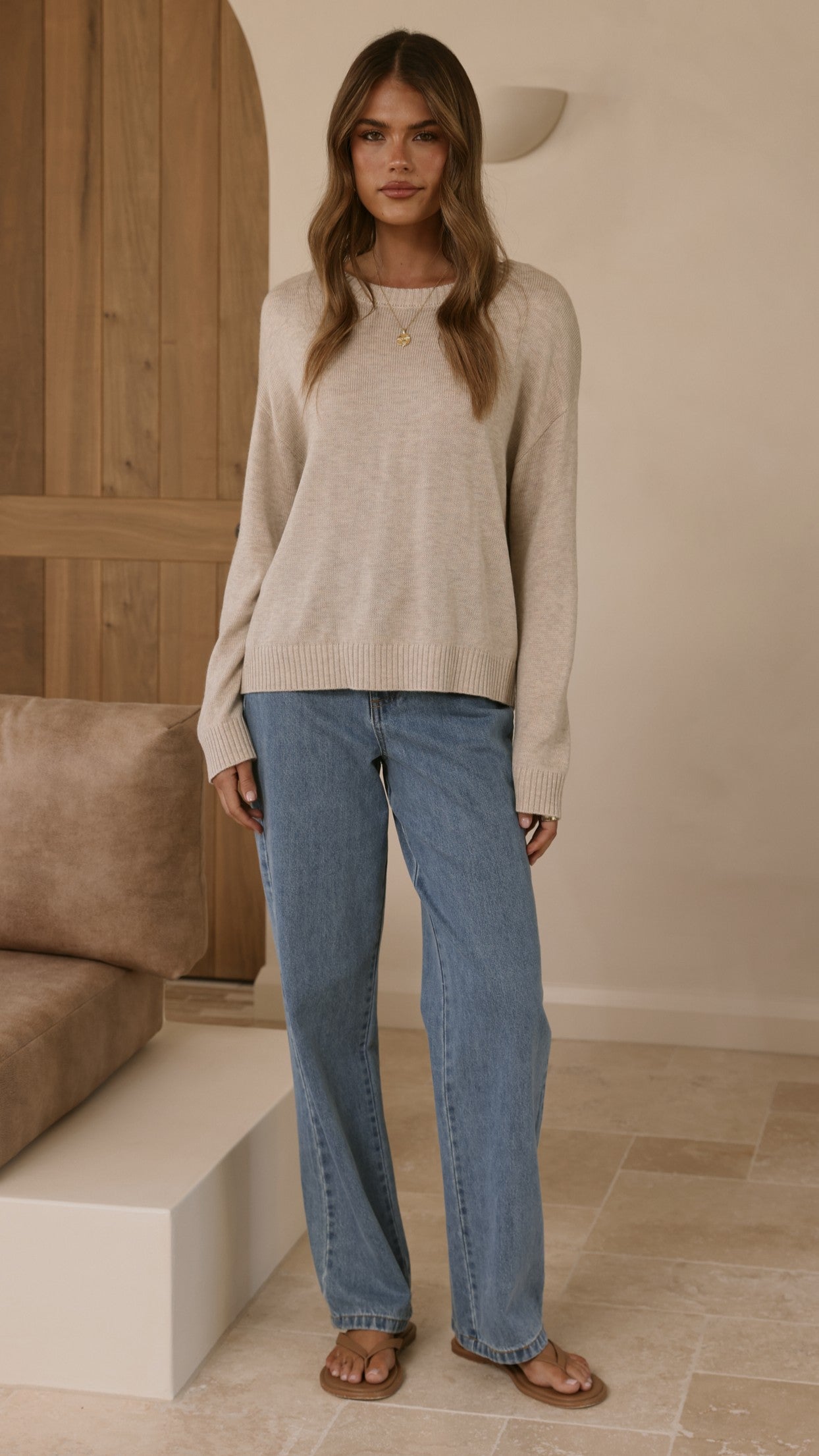 Victoria Long Sleeve Top - Oat