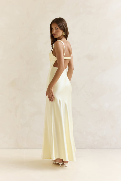 Wish From An Angel Satin Maxi Dress Yellow