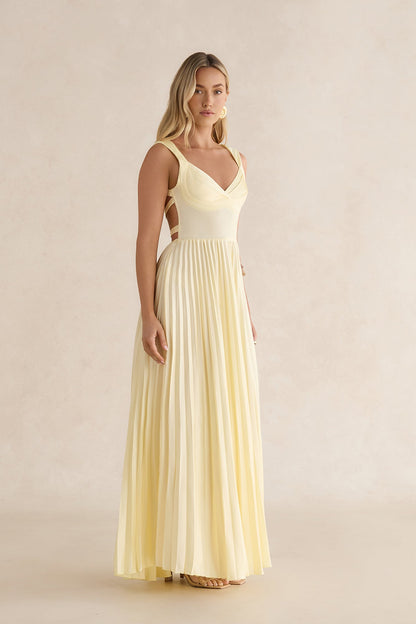 Song Of The Sky Plisse Maxi Dress Yellow
