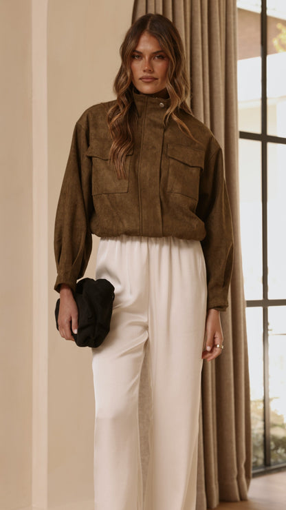 Josh Funnel Neck Jacket - Khaki