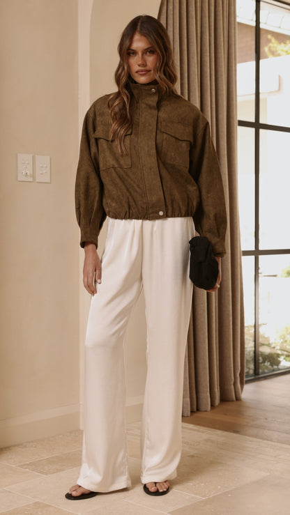 Josh Funnel Neck Jacket - Khaki