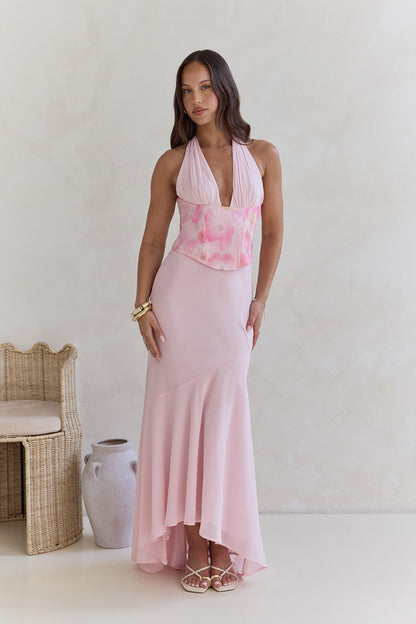 Cross The Seas Halter Maxi Dress Pink