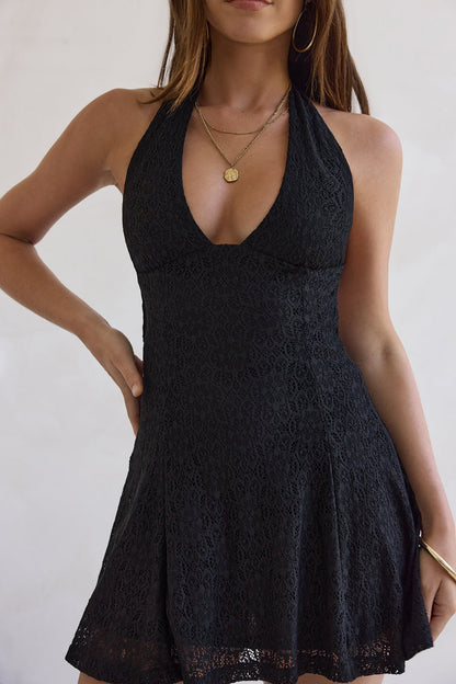 Dream Girl Hours Halter Mini Dress Black