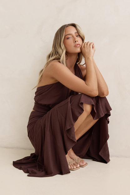 Dreamy Shores Midi Skirt Brown