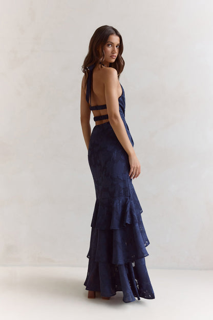 Heartbeat Haze Halter Maxi Dress Navy