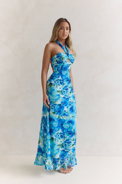 Volume Up Strapless Maxi Dress Blue