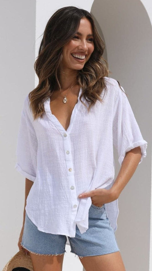 Jaime Button Up Shirt - White