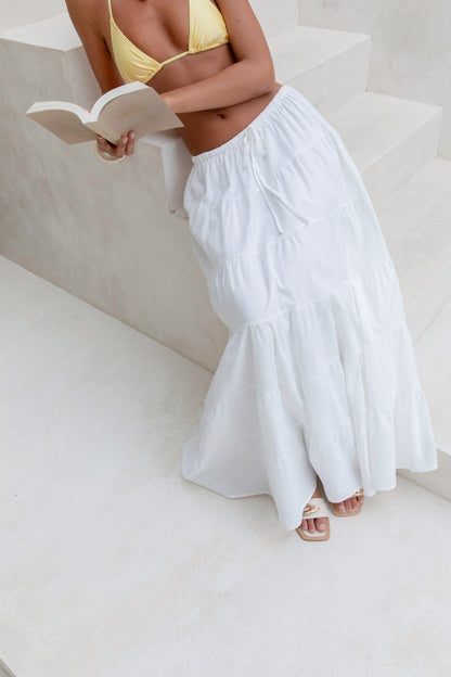 Evaline Maxi Skirt White