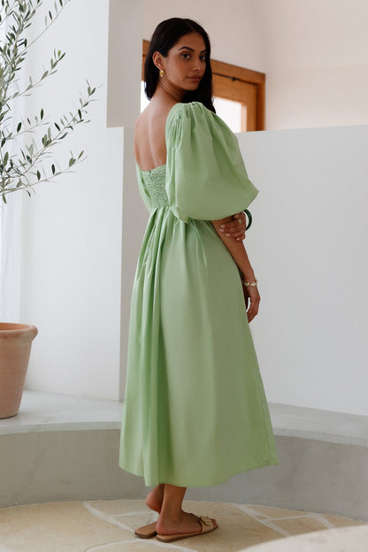 Peaceful Shores Midi Dress Green