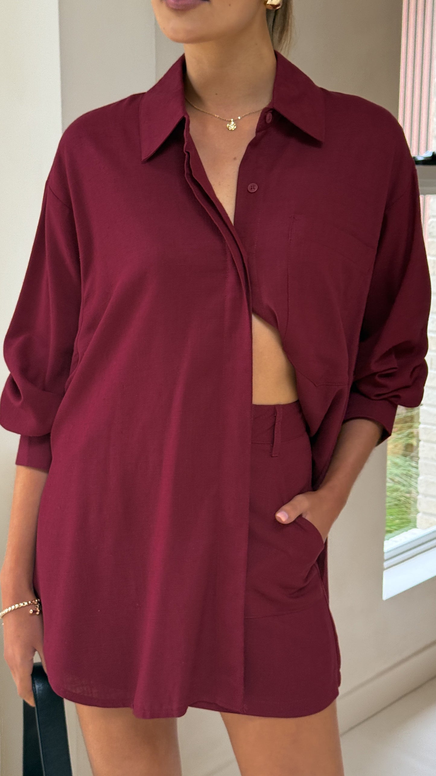 Charla Mini Skort - Burgundy