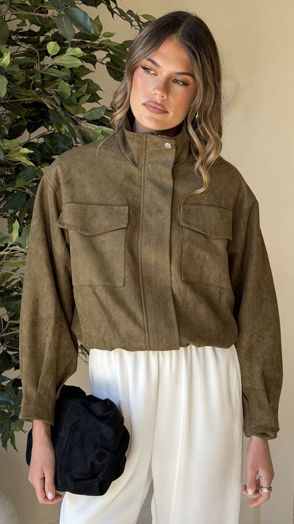 Josh Funnel Neck Jacket - Khaki